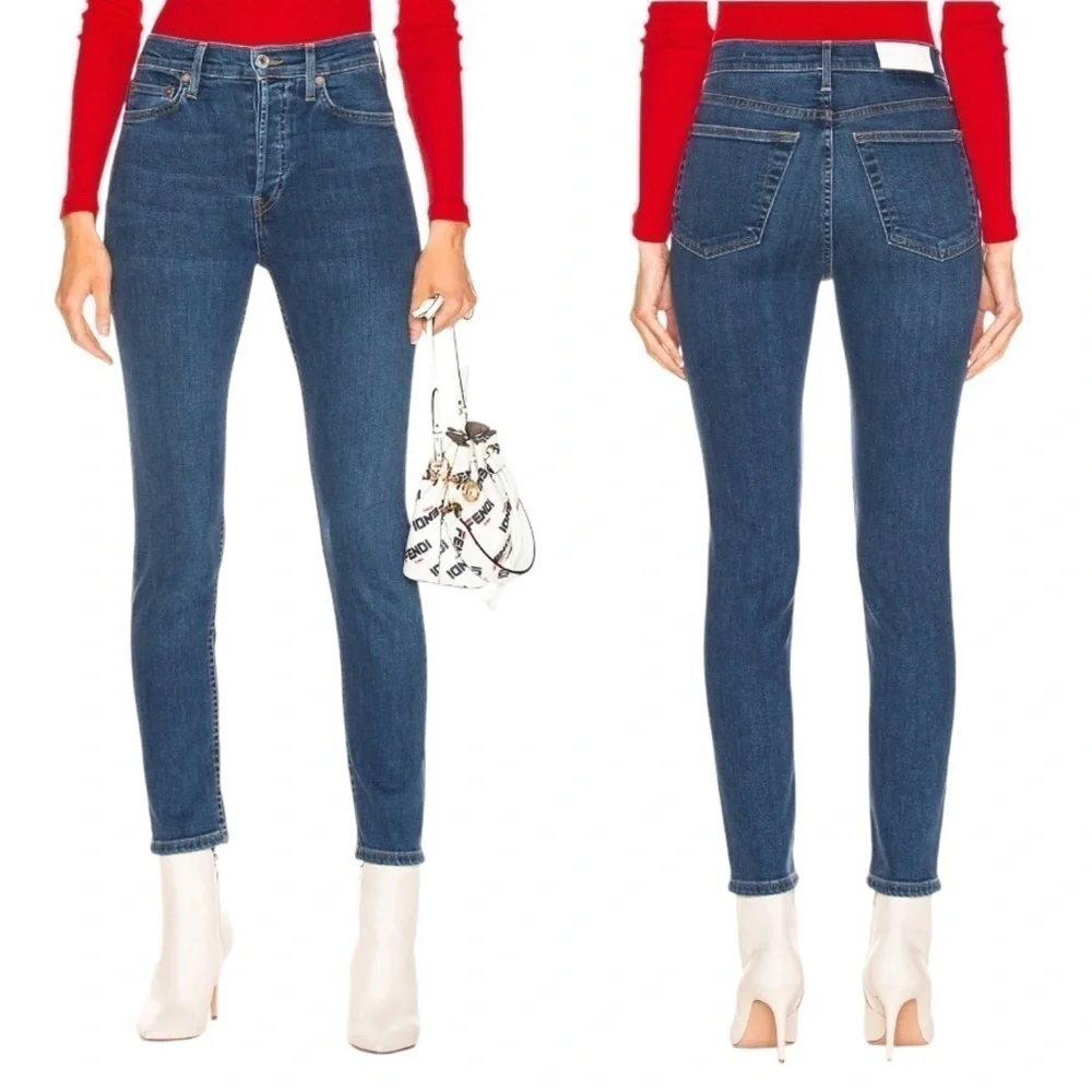 RE/DONE x REVOLVE‎ High Rise Ankle Crop Skinny Jeans